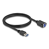 Delock USB 5 Gbps kábel A-típusú USB apa B-típusú USB anya installációhoz 1 m, fekete