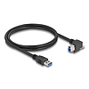 Delock USB 5 Gbps kábel A-típusú USB apa egyenes B-típusú USB apa csavarral 90 -ban jobbra hajlított 1 m fekete