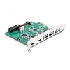 Delock USB 5 Gbps sebességű PCI Expressz x1 kártya - 3 db. külső Á-típusú + 2 db. külső USB Type-C anya és 1 db. belső 19 tűs USB tűfejes apa