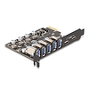 Delock USB 5 Gbps sebességű PCI Expressz x1 kártya - 5 db. külső Á-típusú + 2 db. külső USB Type-C anya