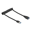 Delock USB 5 Gbps tekercses kábel - A típusú apa és A típusú anya, 0,4-0,6 m fekete