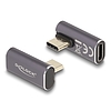 Delock USB Adapter 40 Gbps USB Type-C PD 3.0 100 W csatlakozódugóval - csatlakozóhüvellyel, elforgatott ívelt bal / jobb 8K 60 Hz fém