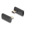 Delock USB Adapter 40 Gbps USB Type-C PD 3.1 240 W csatlakozódugóval - csatlakozóhüvellyel, elforgatott ívelt bal / jobb 8K 60 Hz fém