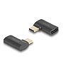Delock USB Adapter 40 Gbps USB Type-C PD 3.1 240 W csatlakozódugóval - csatlakozóhüvellyel, ívelt bal / jobb 8K 60 Hz