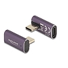 Delock USB Adapter 40 Gbps USB Type-C PD 3.1 240 W csatlakozódugóval - csatlakozóhüvellyel, elforgatott ívelt bal / jobb 8K 60 Hz fém (60288)