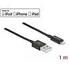 Delock USB adat- és töltőkábel iPhone , iPad és iPod készülékhez fekete 1 m (83002)