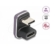 Delock USB-C adapter 180 -os szögben 40 Gb/s PD 3.1 240 W dugasz-alakú U-alakú 8K 60 Hz fém