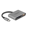 Delock USB-C kártyaolvasó SD és Micro-SD emlékezet kártyák + USB csatlakozó10 Gbps A-típusú port és USB Type-C csatlakozó PD 2.0 85 W
