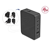 Delock USB GaN töltő 3 x USB Type-C PD 3.1 és 1 x USB Type-A 145 W teljesítménnyel, tápadapterrel az EU/USA/UK számára