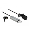 Delock USB Tie Lavalier mindenirányú csiptetős mikrofon 24 bit / 192 kHz és 3,5 mm-es sztereo jack f (66638)