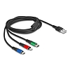 Delock USB töltő kábel 3 az 1-A-típusú apa Lightning -, Micro USB- és USB Type-C csatlakozáshoz 3-színű 2 m