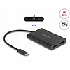 Delock USB Type-C adapter 2 x DisplayPort 4K 60 Hz-hez DisplayLink grafikával és USB PD-vel