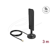 Delock WiFi 5,8 GHz-es antenna RP-SMA-dugó 3 dBi mindenirányú RG-174 csatlakozó kábellel 3 m, billenőcsuklóval és mágneses alappal, fekete színű