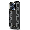 DKNY bőrkockás Mono Pattern MagSafe tok iPhone 15 Pro-hoz - fekete