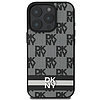 DKNY Checkered Pattern & Printed Stripes tok iPhone 16 Pro-hoz - fekete