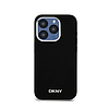 DKNY folyékony szilikon kis fém logó, MagSafe - iPhone 15 Pro tok fekete (DKHMP15LSMCHLK)