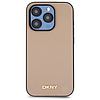 DKNY MagSafe iPhone 15 Pro tok, szemcsés fém logóval, bézs