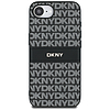 DKNY Repeat Texture Pattern with Tonal Stripe tok iPhone 16e-hez - fekete