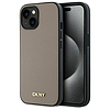 DKNY szemcsézett fém logós MagSafe iPhone 15 tok - bézs