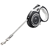 Dogness automata póráz 5 m zseblámpával és táskatartóval szürke (JS04 Grey)