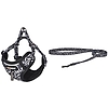 Dogness macska póráz 1,5 m+hám sétakészlet fekete-fehér (CAT SET BLACK)