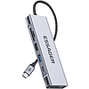 Dokkolóállomás, Essager, EHB08-QK0G-Z, HDMI, 2xUSB-A, SD-kártya, TF-kártya (szürke)