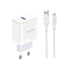 Dudao A20EU USB-A 18W hálózati töltő - fehér + USB-A - micro USB kábel