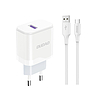 Dudao A20EU USB-A 18W hálózati töltő - fehér + USB-A - USB-C kábel