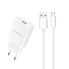 Dudao A4EU USB-A 2.1A fali töltő - fehér + USB-A - micro USB kábel