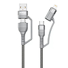 Dudao kábel 4 az 1-ben USB Type C PD / USB kábel - USB Type C tápellátás (100W) / Lightning (20W) 1m szürke (L20XS)