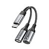 Dudao L13C+ 2in1 USB-C adapter - szürke