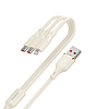 Dudao L7SE 3in1 USB-A - 2x USB-C / Lightning 66W kábel 1.2m - bézs