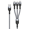 Duzzona - Adatkábel 3 az 1-ben (A3) - USB-C típusú, Lightning, Micro-USB, 480 Mbps, 1,3 m - Szürke (KF2312620)