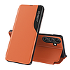 Elegáns Eco Leather View Case tok, fedéllel és állvány funkcióval, Samsung Galaxy A56 készülékhez - narancssárga