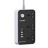 Elosztó 3 AC aljzattal, 4x USB, LDNIO SC3412, EU/US, 2500W, szürke (SC3412 EU)