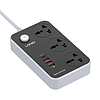 Elosztó 3 AC aljzattal, 4x USB, LDNIO SC3412, EU/US, 2500W, szürke (SC3412 EU)