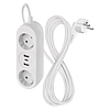 Emos Hosszabbító 2 aljzat, +2×USB-A, +1×USB-C / fehér / PVC / 1,4 m (P02214E)