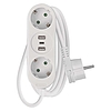 Emos Hosszabbító 2 aljzat, +2×USB-A, +1×USB-C / fehér / PVC / 1,4 m (P02214E)
