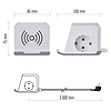 EMOS Hosszabbító/elosztó (kocka) 2 m / 2 aljzat / fehér / 2×USB-A+1×USB-C+Qi / 1,5 mm2 (P0222CQ)