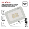 Emos LED reflektor SIMPO, fehér, 20W, 2000 lm, természetes fehér, IP65 (ZS2223W)