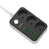 Energizer EPB2500W01EU hálózati elosztó 3db hálózati és 6db USB csatlakozó aljzattal, túlfeszültség védelemmel, 2m