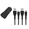 Energizer HardCase - Autós töltő 2x USB-A 2.4A + USB-C & Micro USB kábel fekete (DC2BLCMM)