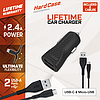 Energizer HardCase - Autós töltő 2x USB-A 2.4A + USB-C & Micro USB kábel fekete (DC2BLCMM)