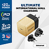 Energizer Ultimate - Multiplug EU / UK / US GaN 20W PD hálózati töltő arany (A20MUGD)