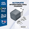 Energizer Ultimate - Multiplug EU / UK / US GaN 20W PD hálózati töltő ezüst (A20MUSL)