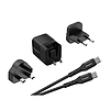 Energizer Ultimate - Multiplug EU / UK / US GaN 20W PD hálózati töltő + USB-C kábel fekete (A20MUC)