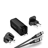 Energizer Ultimate - Többcsatlakozós EU / UK / US GaN USB-C és USB-A 90 W PD hálózati töltő + USB-C kábel fekete (A90MUC)