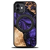 Fa és gyanta tok iPhone 12/12 Pro MagSafe Bewood egyedi lila - lila fekete