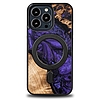 Fa és gyanta tok iPhone 13 Pro MagSafe Bewood egyedi lila - lila és fekete