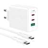 Fali töltő Acefast A13 PD 65W, 2x USB-C + USB, fehér (A13 white)